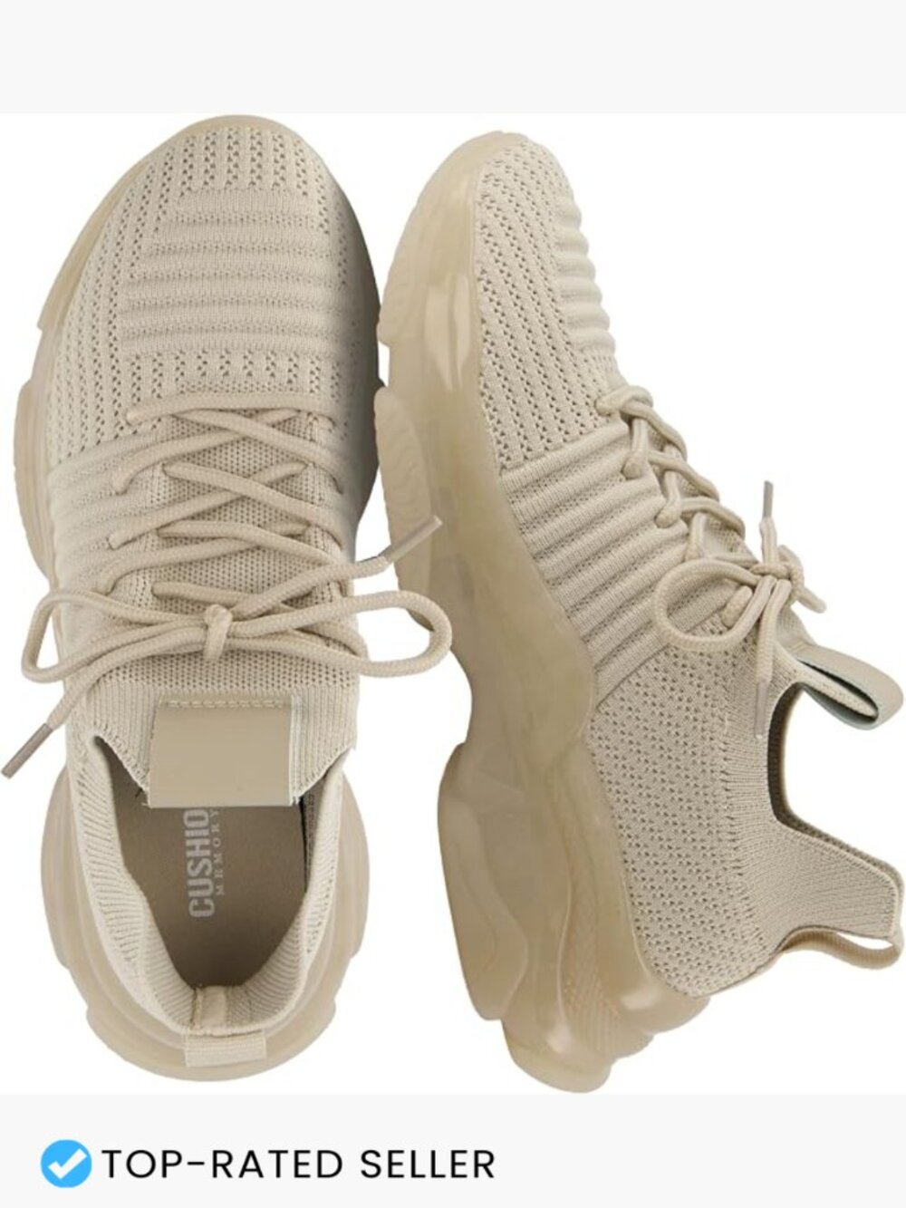 Women's Knit Sneakers Memory Foam Cushioned Platform Comfort Athletic Casual